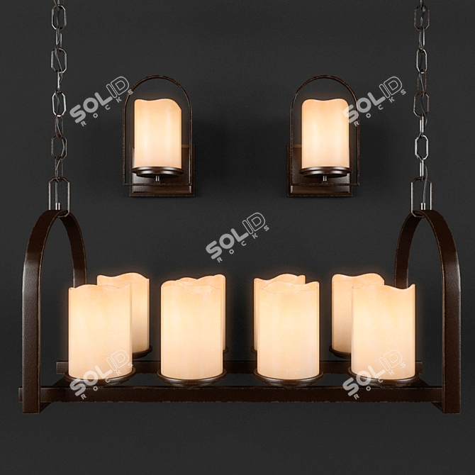 Quoizel Aldora Chandelier & Sconce: Elegant Bronze and Onyx Lighting 3D model image 1