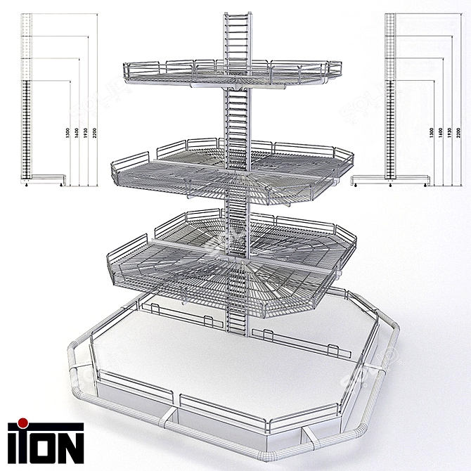 Versatile Iton Shelving System 3D model image 3