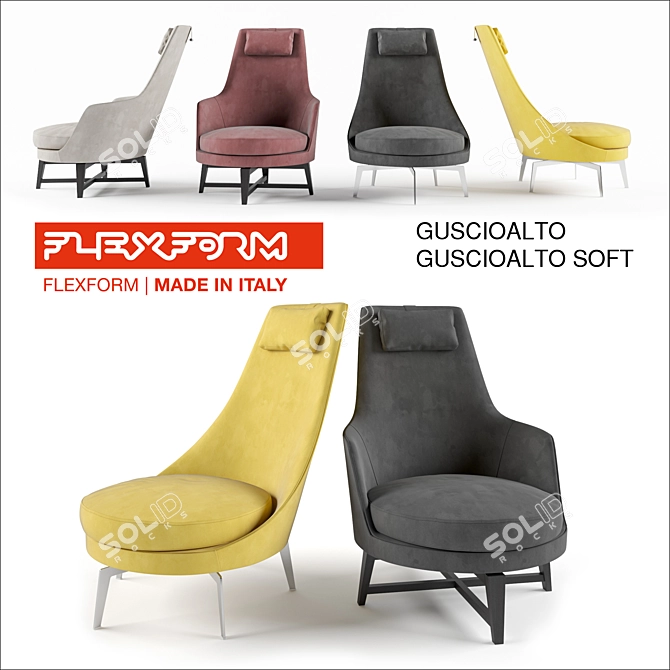 Sleek Armchairs: GUSCIOALTO, GUSCIOALTO SOFT 3D model image 1