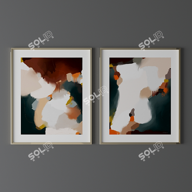 Abstract Art Set - 13 Paintings 3D model image 1