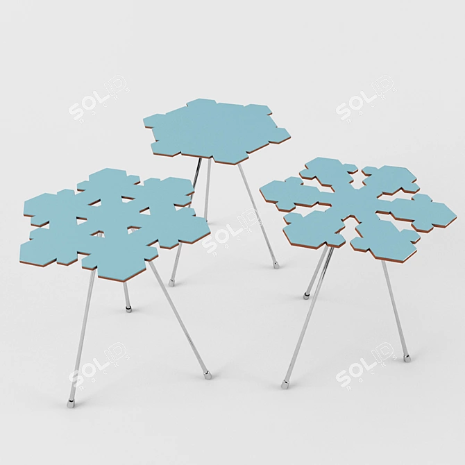 Title: Unique Snowflakes Table 3D model image 1