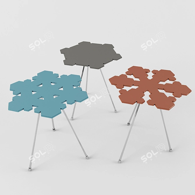 Title: Unique Snowflakes Table 3D model image 2