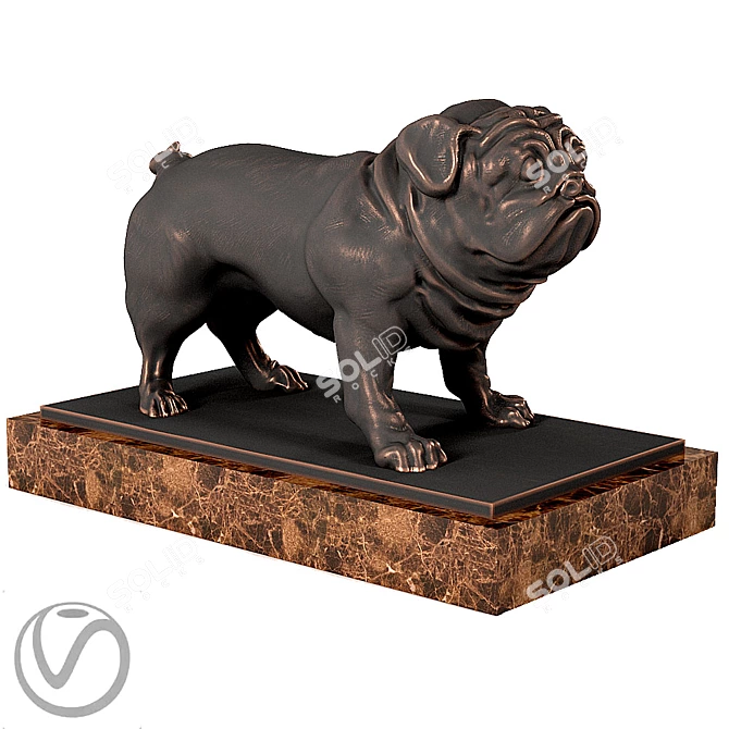 Playful Pug Sculpture 3D model image 1