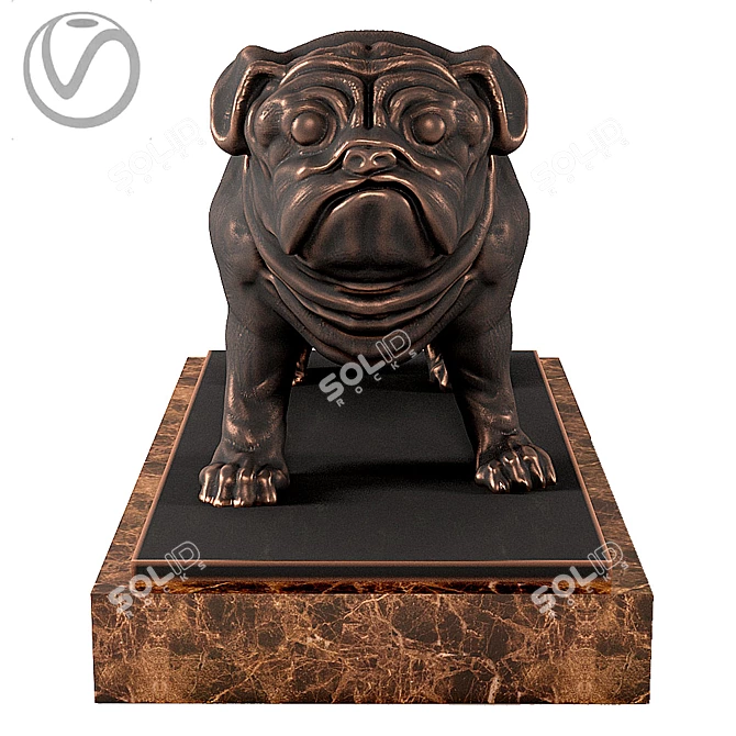 Playful Pug Sculpture 3D model image 2