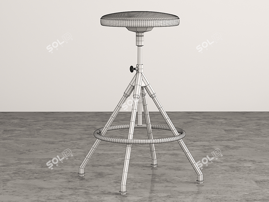 Rustic Industrial Leather Counter Stool 3D model image 3