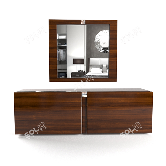 Stylish Dresser with Mirror 3D model image 3