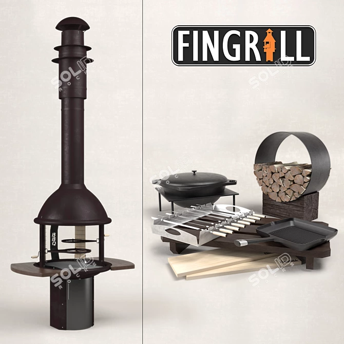 Tundra Grill BBQ: Finnish Wood and Charcoal Barbecue 3D model image 1