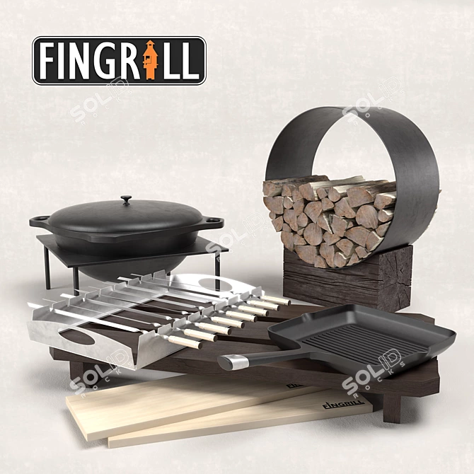 Tundra Grill BBQ: Finnish Wood and Charcoal Barbecue 3D model image 2