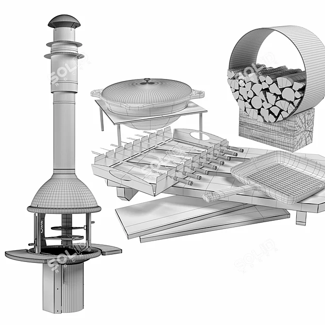 Tundra Grill BBQ: Finnish Wood and Charcoal Barbecue 3D model image 5