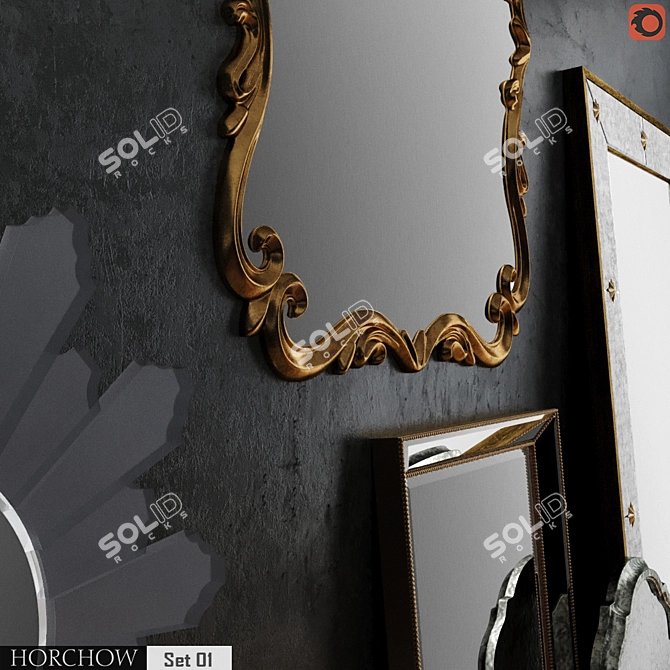 Elegant Mirror Set: Horchow Mirrors 3D model image 2