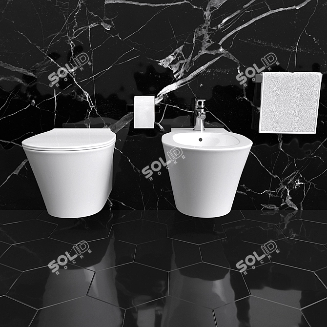 Title: Connect Air WC & Bidet Set 3D model image 2