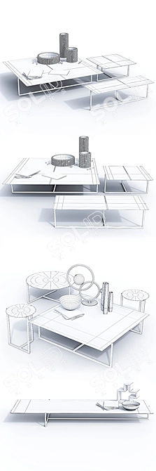 Modern Baxter Icaro Tables - Stunning and Functional Set 3D model image 3