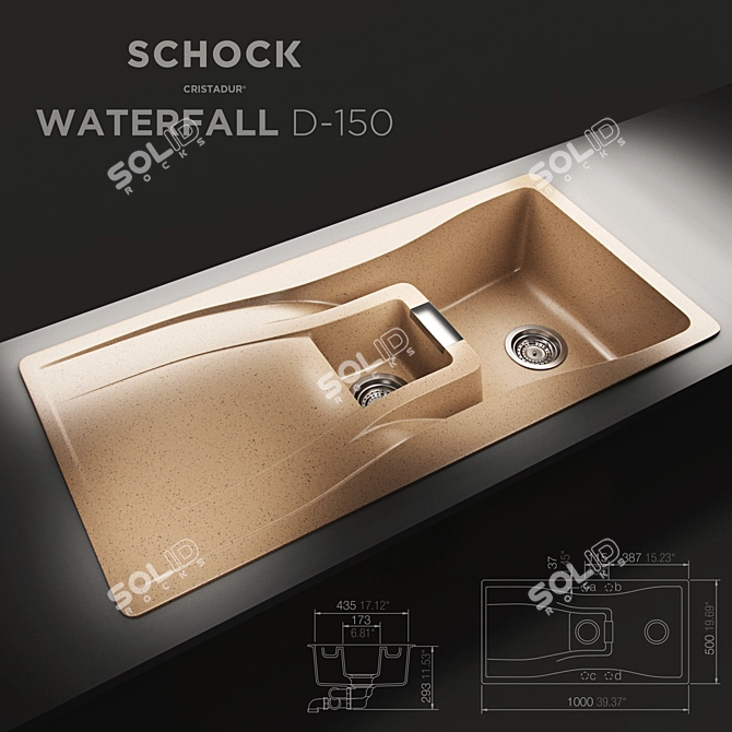 Schock Waterfall D-150: Stylish Kitchen Sink 3D model image 1