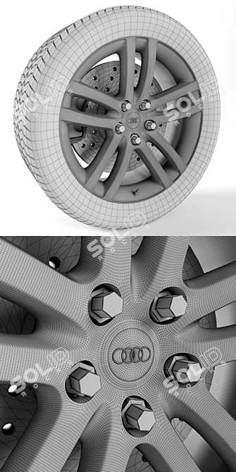 Sleek Alloy Wheel for Audi Q7 3D model image 3