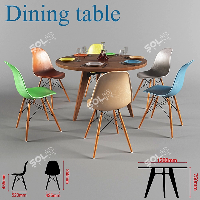 Modern Dining Table Set 3D model image 1