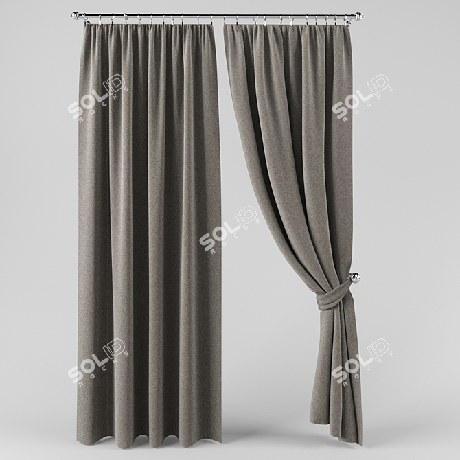 Modern Style Curtain with Valance 3D model image 1