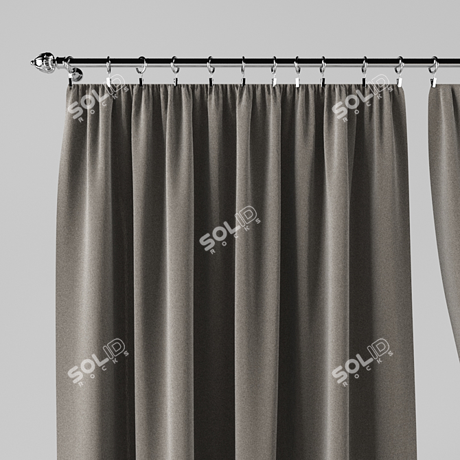 Modern Style Curtain with Valance 3D model image 2