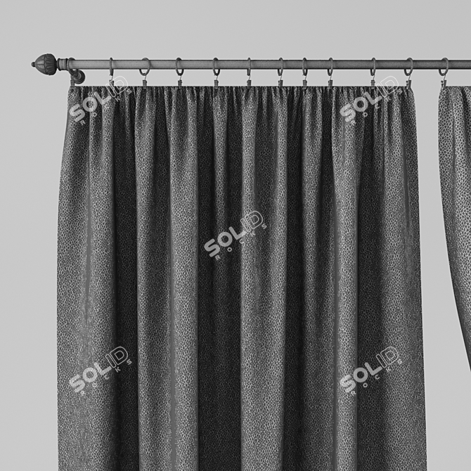 Modern Style Curtain with Valance 3D model image 3