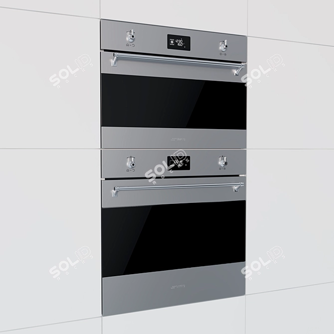 Sleek Smeg Oven Duo: SFP6390XE & SF4390MCX 3D model image 1