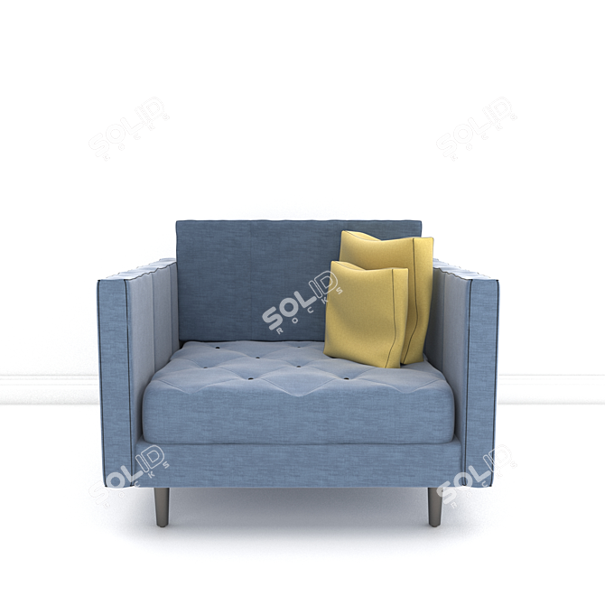 Elegant Velvet Sofa-02 3D model image 1