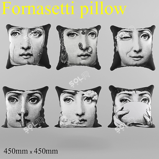 Vintage Fornasetti Pillowcase 3D model image 1