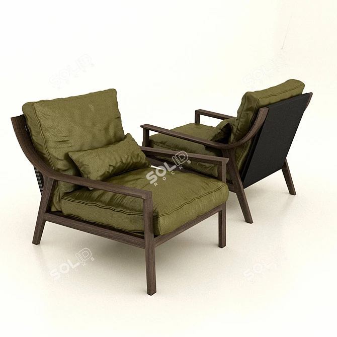 Elegant Armchair and Modern Side Table 3D model image 2