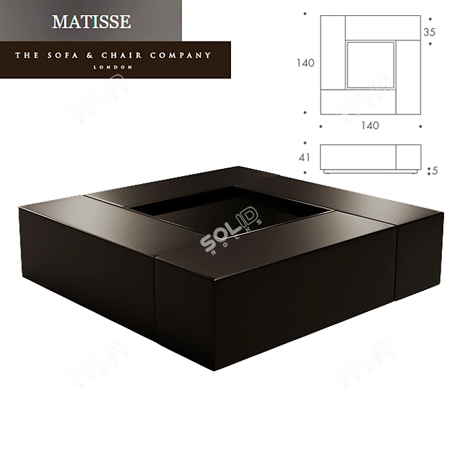 Matisse Ottoman: Elegant 1400x1400mm 3D model image 1