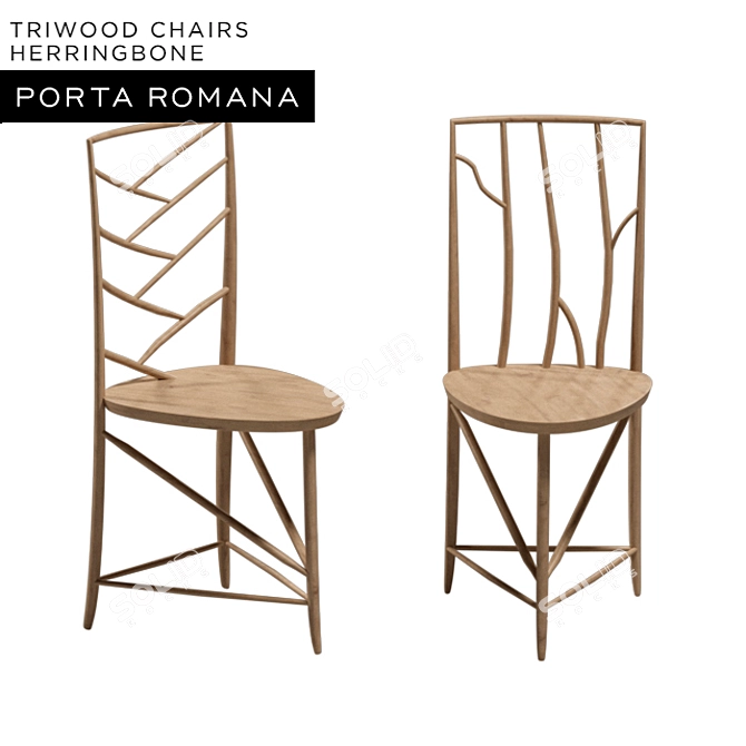 Boontje Herringbone Chairs: Elegant Seating 3D model image 1