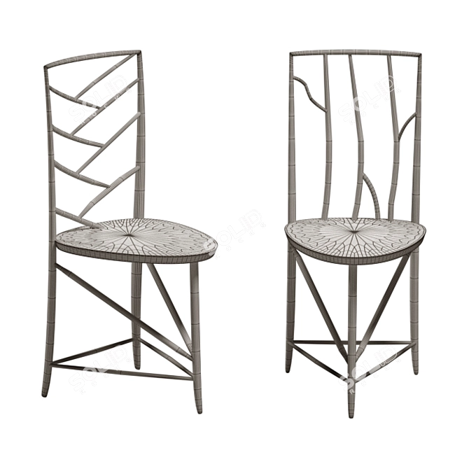 Boontje Herringbone Chairs: Elegant Seating 3D model image 2