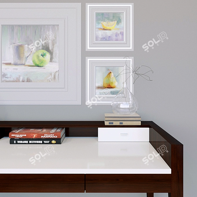 Title: Exquisite Selva Collection: Waldorf Writing-Desk, Sorrento Chair & Downtown Glass Case 3D model image 2