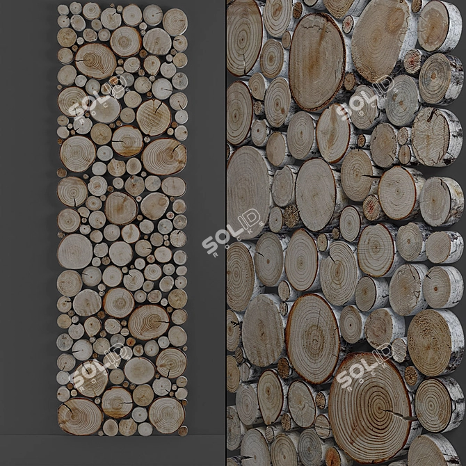 Rustic Wood Slice Panel 3D model image 4