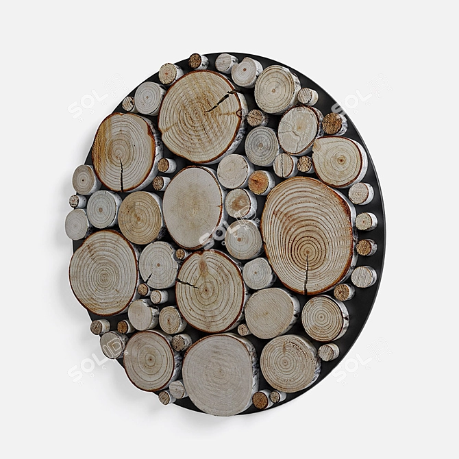 Rustic Wood Slice Panel 3D model image 6