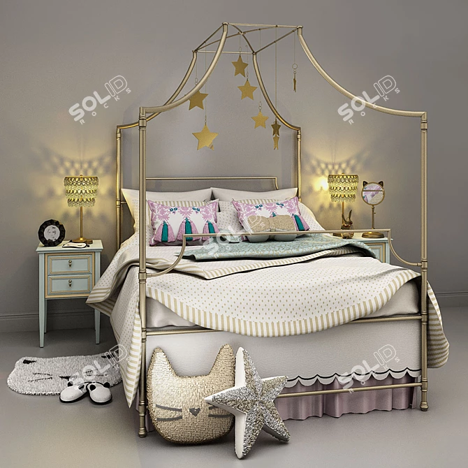 Maison Canopy Bed: Perfectly Styled Sleep Retreat 3D model image 1