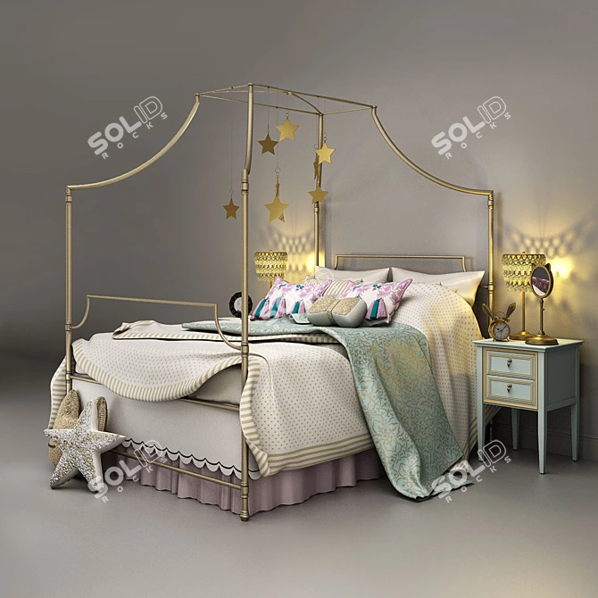 Maison Canopy Bed: Perfectly Styled Sleep Retreat 3D model image 2