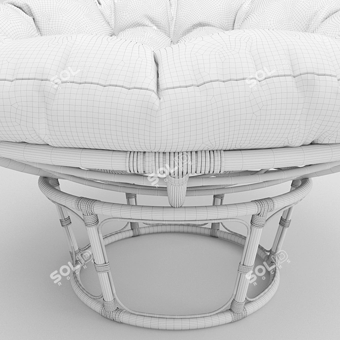 Cozy Taupe Papasan Chair 3D model image 3