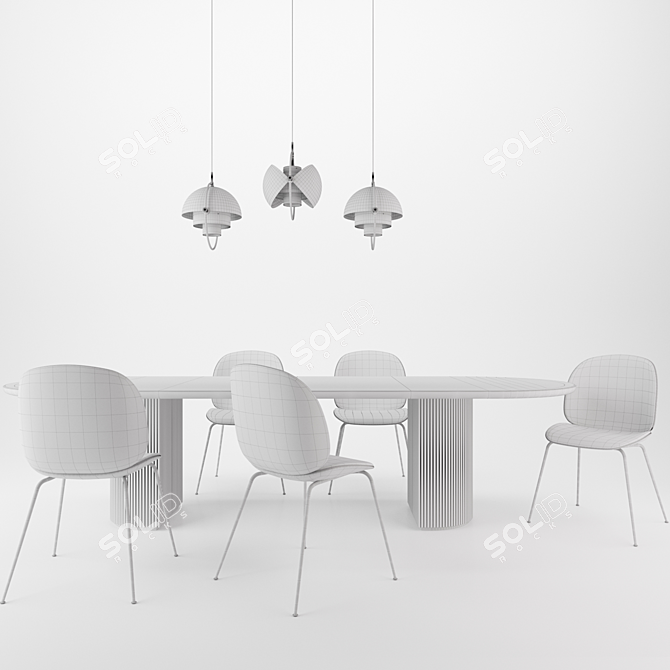 Timeless Elegance: Gubi Beetle Chair | Moon Table | Multi-Lite Pendant 3D model image 3