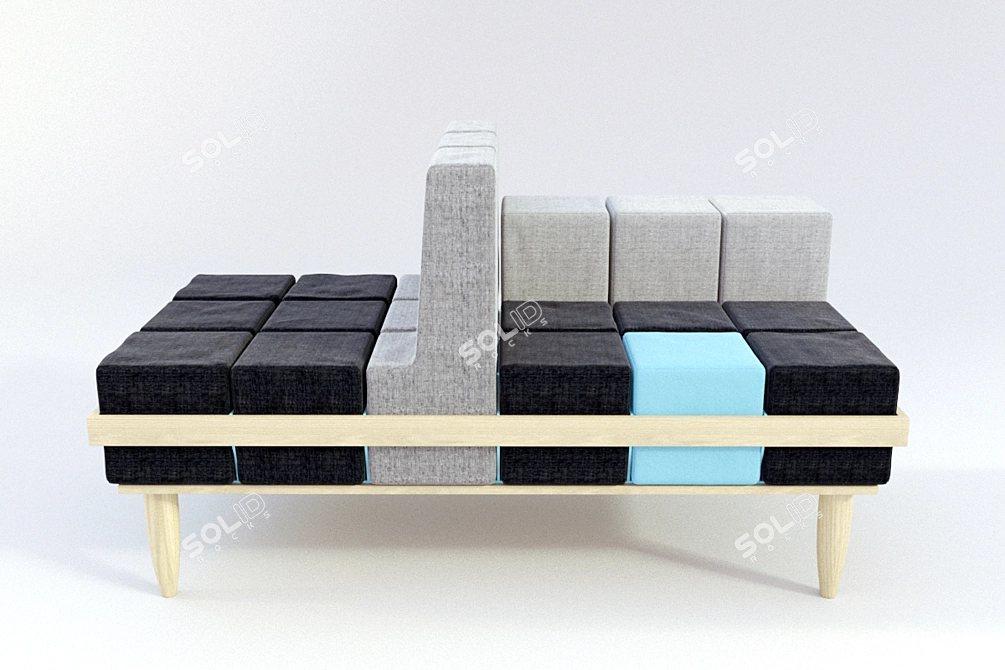 Sleek Bloc`d Sofa 3D model image 2