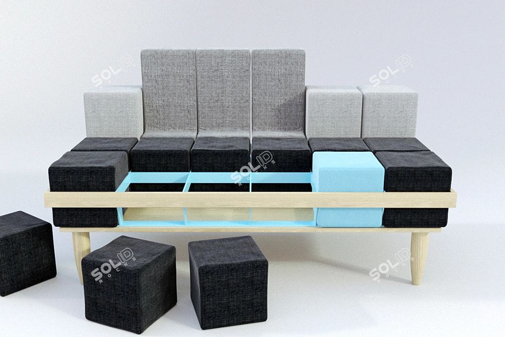 Sleek Bloc`d Sofa 3D model image 3