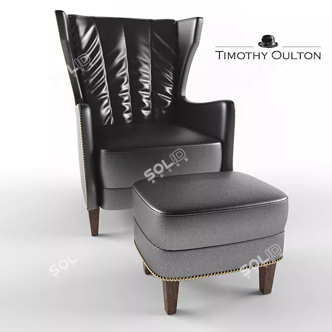 Luxury Leather Armchair: Manor 3D model image 1
