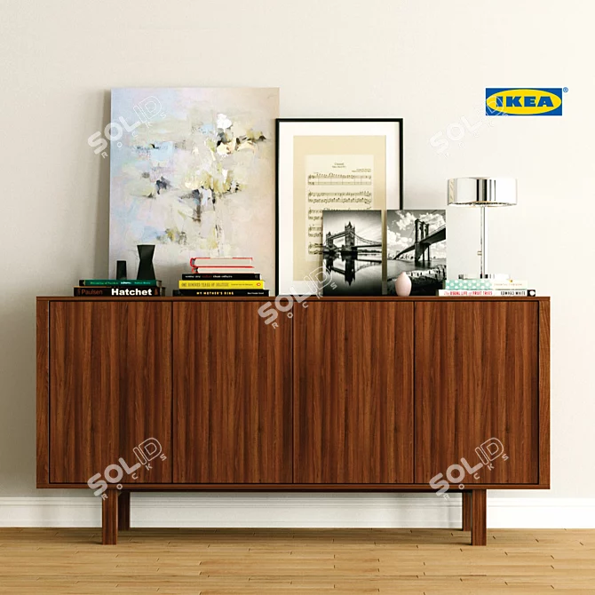 Modern Walnut Sideboard: Scandinavian Design 3D model image 1