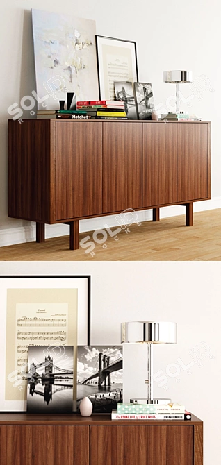 Modern Walnut Sideboard: Scandinavian Design 3D model image 2