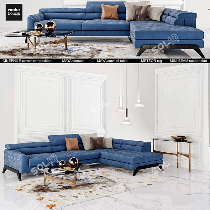 Luxury Roche Bobois furniture set 3D model image 1