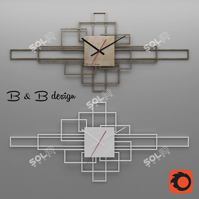 BsB Metal Designer Wall Clock 3D model image 1
