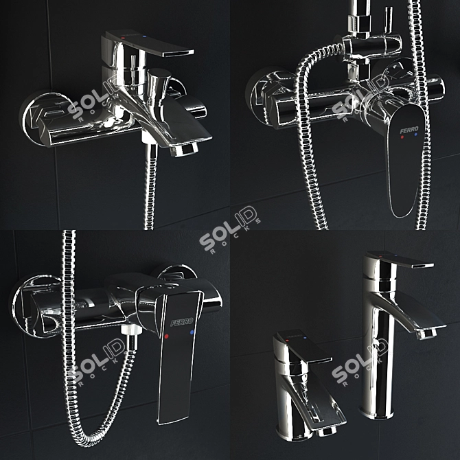 Sleek Ferro Bathroom Fittings 3D model image 2