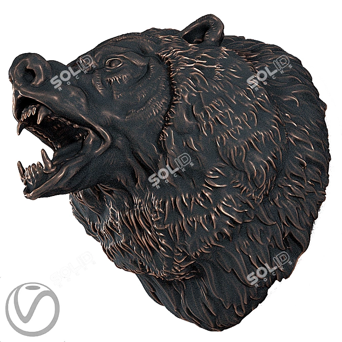 Bear Head Trophy | Unique Wall Decor 3D model image 2