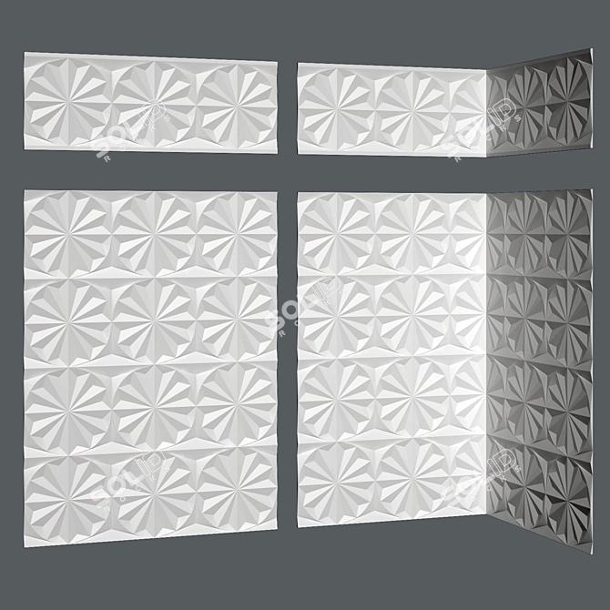 Gypsum Ornament Panel Set 3D model image 1