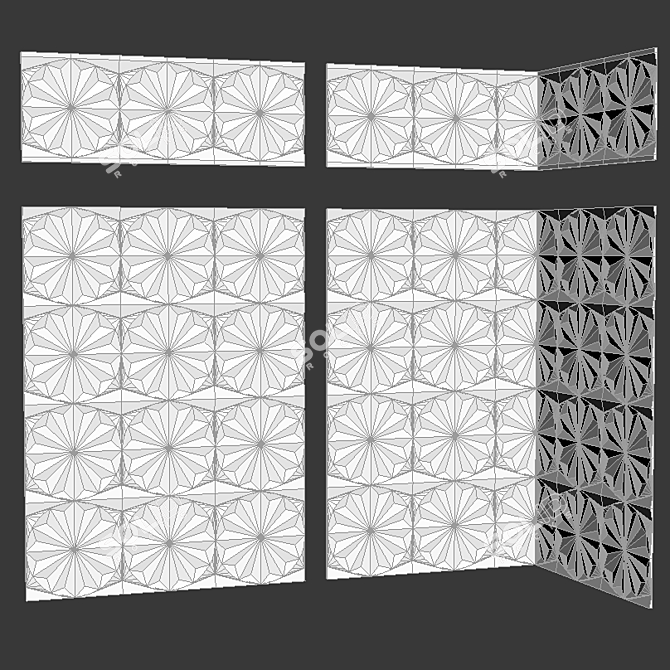 Gypsum Ornament Panel Set 3D model image 2