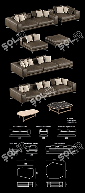 Modern X-One Sofa Or Table Set 3D model image 2