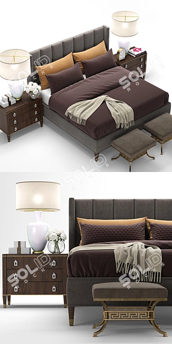 Luxurious Lexington Bed 3D model image 2