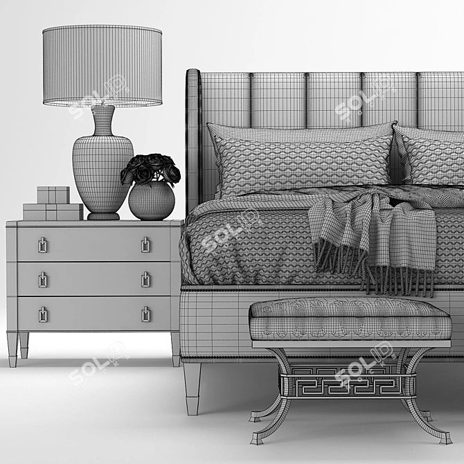 Luxurious Lexington Bed 3D model image 3